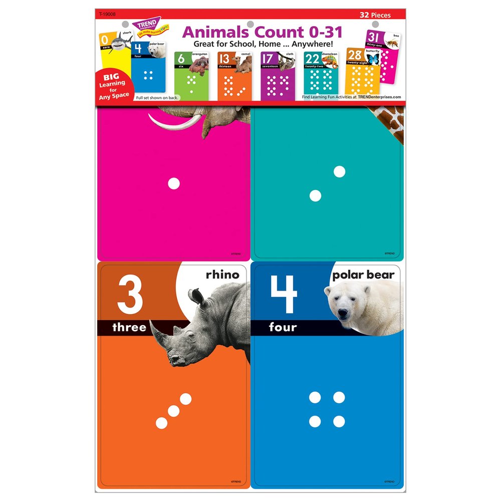 Animals Count 0-31 Learning Set, by TREND enterprises, Inc., Dry Erase Learning Set, Ages 4-8
