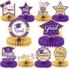 10PCS Class of 2026 Graduation Party Decorations 2026 Congrats Grad Honeycomb Centerpieces Congratulate Graduation Table Toppers for Congrats Grad Party Favor Supplies(Purple) view 1