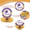 10PCS Class of 2026 Graduation Party Decorations 2026 Congrats Grad Honeycomb Centerpieces Congratulate Graduation Table Toppers for Congrats Grad Party Favor Supplies(Purple) view 3