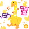 Hopearl Glowing Dancing Duck Toy Repeats What You Say Talking Duckling Toy Wriggle Singing Mimicking Twisting Light Up Interactive Animated Toy Speaking Plush Gift for Kids, Yellow, 13'' view 1