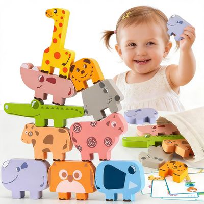 Montessori Toys for 2 3 4 Year Old Boys & Girls, Wooden Animal Stacking Blocks for Toddlers 1-3 Building Blocks Game Stacking & Sorting Toys Ages 2-4 Toddler Birthday Gifts