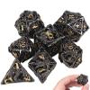 DND Dice,Hollow D&D Metal Dice,Dungeons and Dragons Dice Set with Gift Box,7 PCs Steampunk Polyhedral Dice Games Set for RPG,MTG,Pathfinder, (Dragon Black Golden) view 1
