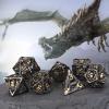 DND Dice,Hollow D&D Metal Dice,Dungeons and Dragons Dice Set with Gift Box,7 PCs Steampunk Polyhedral Dice Games Set for RPG,MTG,Pathfinder, (Dragon Black Golden) view 2