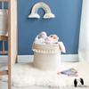 Mkono Macrame Decorative Cotton Rope Basket Boho Nursery Decor Small Cute Woven Tassel Closet Storage Bins Organizer for Baby Toys,Magazines, Potted Plants Cover,Living Room,Bedroom, 11"x11" view 3