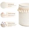 Mkono Macrame Decorative Cotton Rope Basket Boho Nursery Decor Small Cute Woven Tassel Closet Storage Bins Organizer for Baby Toys,Magazines, Potted Plants Cover,Living Room,Bedroom, 11"x11" view 4