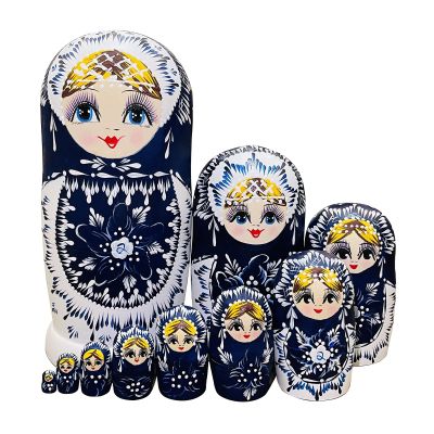 MINMEER Russian Nesting Dolls, Wooden Matryoshka Dolls 10 Piece Set, Cute Handmade Toys and Nesting Dolls, Russian Christmas Decorations