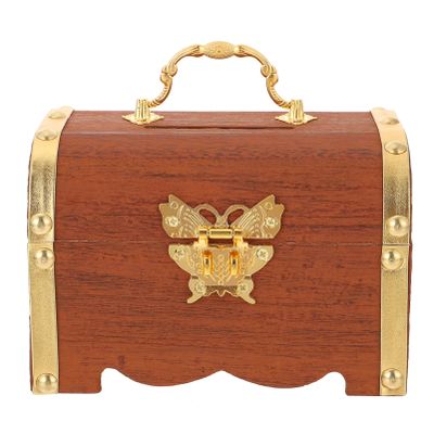 1pc Wooden Box Lock Storage for Home Lightweight Portable Change Organizer Practical Treasure Chest and Change