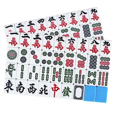 SHATONG Mahjong Mahjong Set of 144 Tiles Professional Chinese Mahjong Set with 4 Dice Suitable for Automatic Mahjong Machine(Color : Blue)