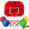 Mini Indoor Basketball Hoop Set for Kids, Wall Mount Basketball Hoop Over Door with 4 Small Replacement Basketballs, ABS Backboard Metal Rim Goal Sport Party Activity Toys for Office Room Pool view 1