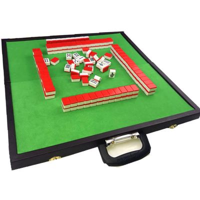 SHATONG Chinese Mahjong Mahjong Set Folding Mahjong Table,Small Travel Mahjong Set 144 Melamine Tiles for Travel Party Family Game Giftcolor,: A,Size : 26x18x14mm