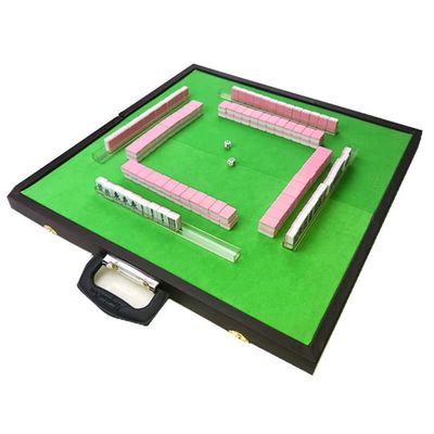 SHATONG Mini Travel Mahjong Chinese Mahjong Set,144 Tiles,Foldable Mahjong Table,Ruler,for Adults,Families and Kids Ages 8 and Up(Color,: A,Size: 24x16x12mm)