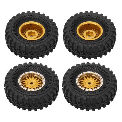 01 02 015 Labuduo RC Metal Rims Rubber Tires, 1/24 RC Car Wheels Tires 4Pcs with Brass Coupler for Axial SCX24 AXI90081 Gold 01 02 015YFfYr-11 01 02 015YFfYr-11
