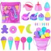 TSDATOWR Ice Cream Beach Toys Sand Toys Set for Kids, Collapsible Sand Bucket and Shovels Set with Mesh Bag, Sand Molds, Watering Can, Sandbox Toys for Kids and Toddlers, Travel Sand Toys for Beach view 1