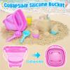 TSDATOWR Ice Cream Beach Toys Sand Toys Set for Kids, Collapsible Sand Bucket and Shovels Set with Mesh Bag, Sand Molds, Watering Can, Sandbox Toys for Kids and Toddlers, Travel Sand Toys for Beach view 2