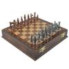 Antique Copper Medium Mythologic Pegasus Metal Chess Set for Adults,Handmade Pieces and Natural Solid Wooden Chess Board with Storage Inside (Walnut) view 2