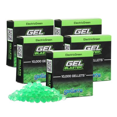Gel Blaster Gellets Refill Ammo, 50,000 Green Gellets - All-Natural Eco Friendly, Non-Toxic, Non-Staining & Non-Irritating Water Based Gel Balls - Made Specifically for Gel Blaster