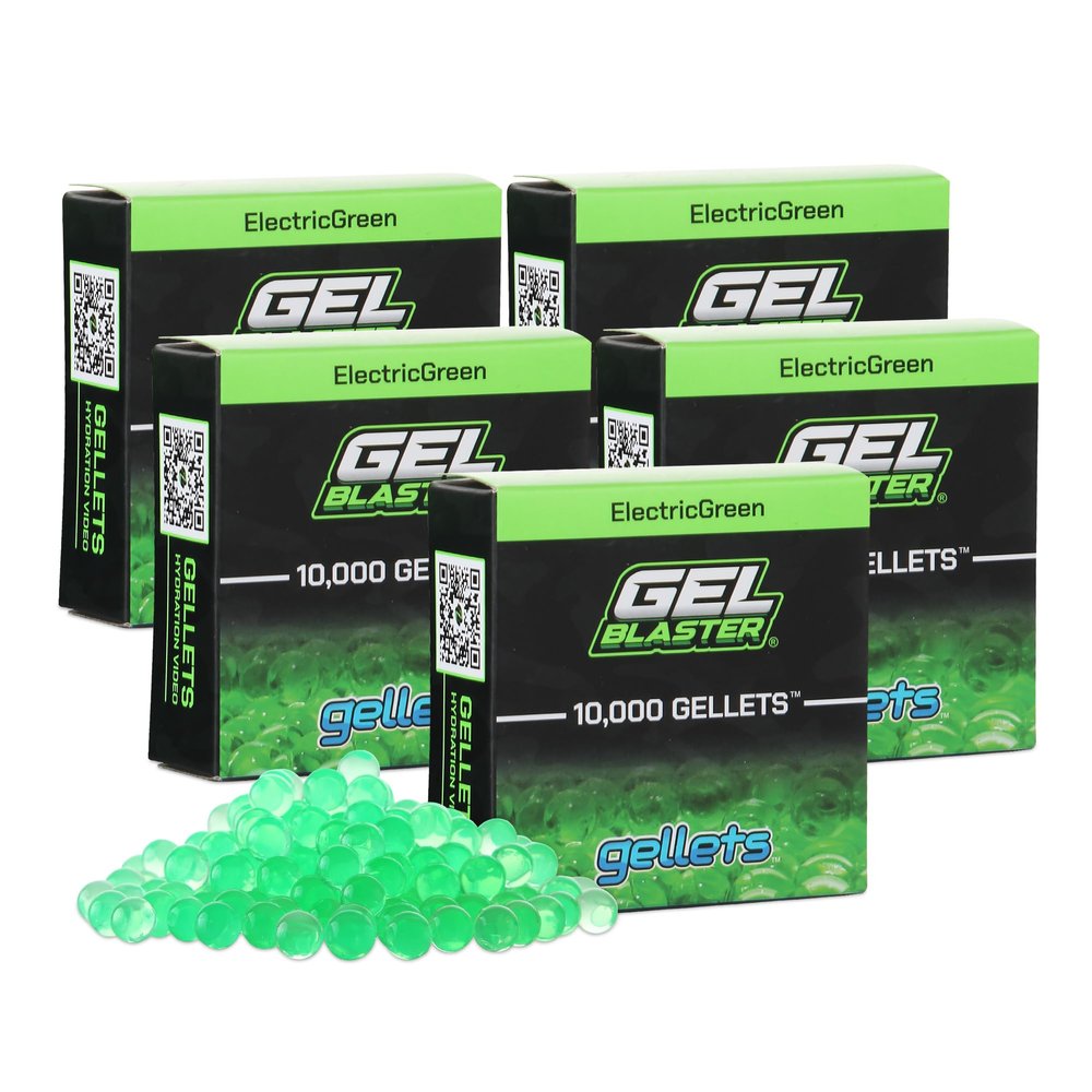 Gel Blaster Gellets Refill Ammo, 50,000 Green Gellets - All-Natural Eco Friendly, Non-Toxic, Non-Staining & Non-Irritating Water Based Gel Balls - Made Specifically for Gel Blaster