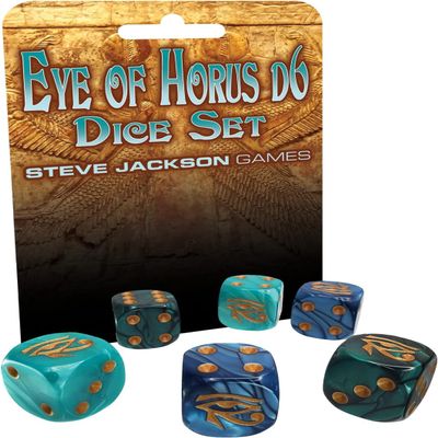 Eye of Horus d6 Dice Set | 6 Pcs | 19mm Six-Sided | Pearlized Dice | Tabletop Roleplaying Games | RPG | from Steve Jackson Games