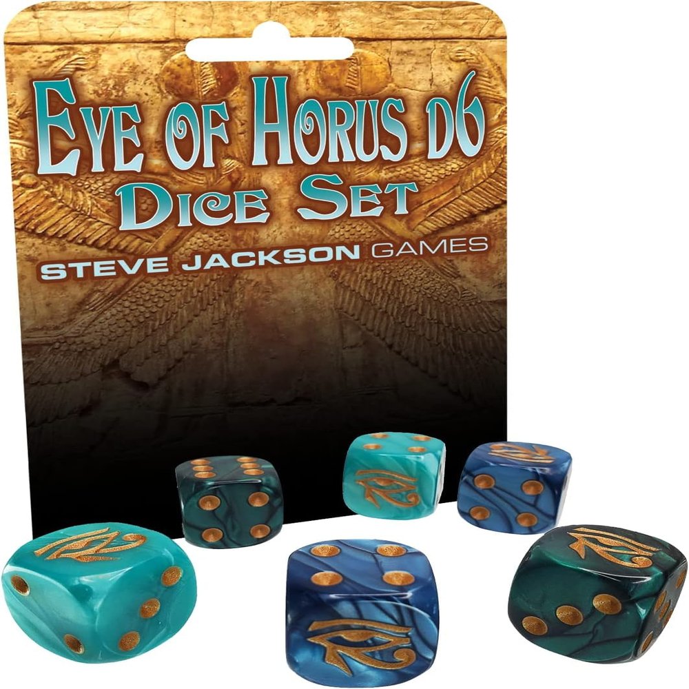 Eye of Horus d6 Dice Set | 6 Pcs | 19mm Six-Sided | Pearlized Dice | Tabletop Roleplaying Games | RPG | from Steve Jackson Games