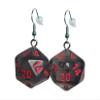 d20 Dice Earrings Translucent (5 Color Options) - Hook with Earnuts (Grey (Red #s)) view 1
