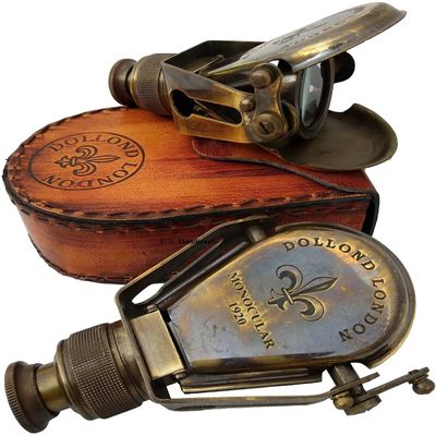 Antique-Style Nautical Ships Pocket-Monocular-Brass Telescope-with-Leather-Box
