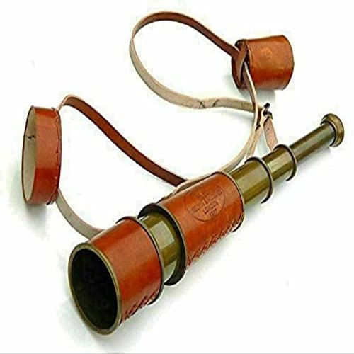 Antique Telescope Folding Vintage Brass Telescope with Leather case Finish A Great Nautical Item Gift for Hikers Travelers by Maa Vaishno Nautical Store