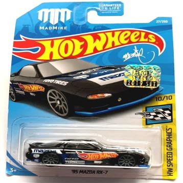 DieCast Hot Wheels '95 Mazda RX-7 Mad Mike - HW Speed Graphics 10/10 (2019 Factory Sealed) Black