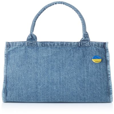 F-Style F-SD010558-020 Tote Bag, Flag with Can Badge, Denim Tote Bag