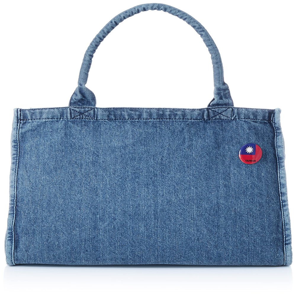 F-Style F-SD010558-034 Tote Bag, Flag with Can Badge, Denim Tote Bag