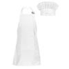 Huimingda Unisex Kids Apron and Chef Hat Set Fancy Dress Up Costume for Kitchen Cooking Baking Painting Training White Small view 1