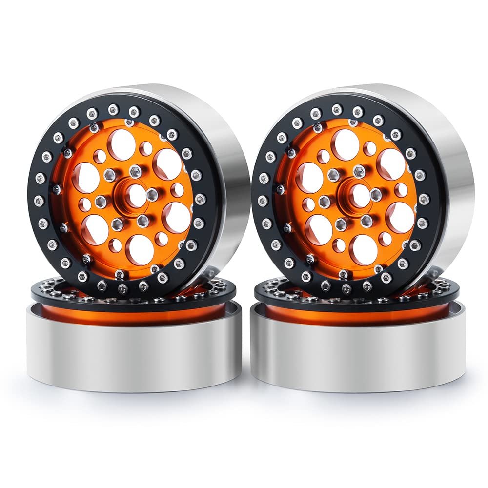 RCLIONS 4pcs Aluminum Ally 2.2inch RC Beadlock Wheels Rims for 1/10th RC Crawler Car