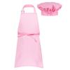 Huimingda Unisex Kids Apron and Chef Hat Set Fancy Dress Up Costume for Kitchen Cooking Baking Painting Training Pink Large view 2