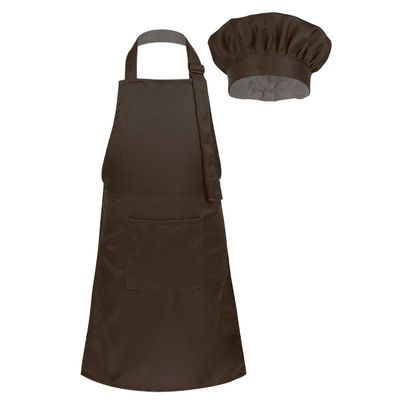 Huimingda Unisex Kids Apron and Chef Hat Set Fancy Dress Up Costume for Kitchen Cooking Baking Painting Training Coffee Medium