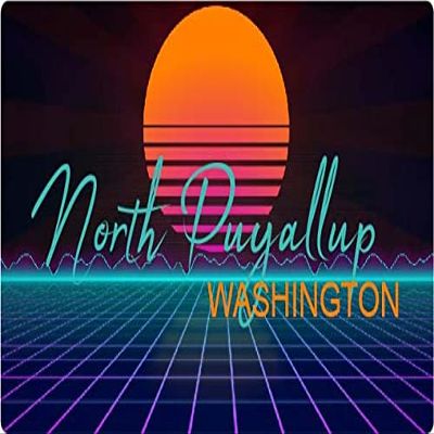North Puyallup Washington 2 X 1.25-Inch Vinyl Decal Stiker Retro Neon Design