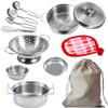 Mini - Kids Pretend Play Kitchen Toys,Cooking Toys Set Play Kitchen Accessories with Stainless Steel Pots and Pans Set,Pretend Play Food Cooking Utensils Cookware for Girls Boys.Tiny-11Pcs view 1