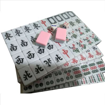 SHATONG Professional Mini Traditional Mahjong Chinese Mahjong Set 144 Tiles Melamine with Tablecloth and Card Ruler Portable Travel Majhong Games Set(Color: A)