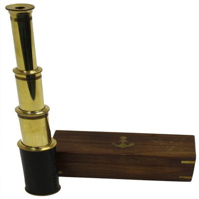 Beautiful Handheld Brass Telescope with Wooden Box