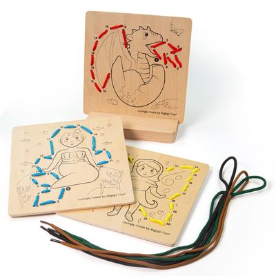 Bigjigs Toys, Lacing by Numbers - Mythical, Wooden Toys, Lacing Toy, Threading Toys, Wooden Threading Toys, Threading Toys for 3 Year Olds, Toddler Toys, Fine Motor Skills Toys