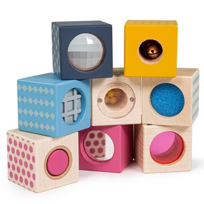 Bigjigs Toys FSC Certified Sensory Blocks, Wooden Sensory Toys for 1 2 3 Year Olds
