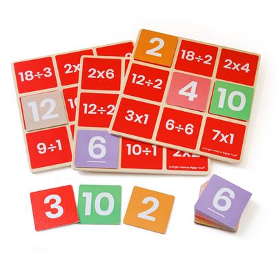 Bigjigs Toys, Maths Bingo Game - Multiply & Divide, Wooden Toys, Maths Game, Kids Bingo Game, Educational Toys, Bingo Set, Wooden Board Games, Maths Toy