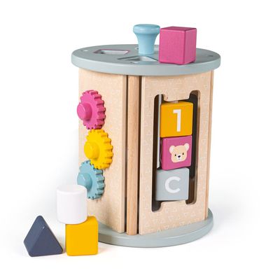 Bigjigs Toys, FSC Certified Rolling Activity Centre, Wooden Toys, Baby Activity Centres, Wooden Shape Sorter, Toddler Toys, Baby Toys, Baby Wooden Toys, Wooden Activity Cube for 1 Year Olds