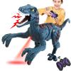 APOBATK Large Remote Control Velociraptor Toy - Realistic Jurassic Walking Dinosaur with Lights & Sounds - STEM Toy for Boys Ages 5-7 & 8-12 Blue view 1