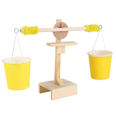 ink2055 Baby Kids DIY Educational Small Wooden Balance Scale Experiment