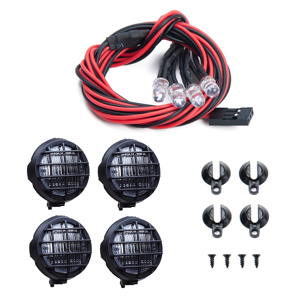 BOLIDORC 4LED Spotlights Roof Lights Lampshade for 1/10 RC Crawler Car TRX4 D90 D110 SCX10 CC01 TF2 (Round)