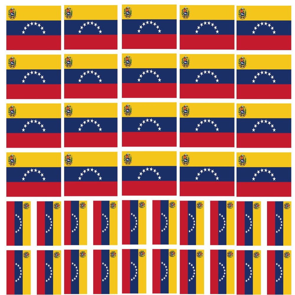 40 Removable Stickers: Venezuela Flag: Venezuelan Party Favors, Decals