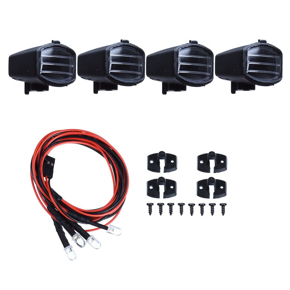 BOLIDORC 4LED Spotlights Roof Lights Lampshade for 1/10 RC Crawler Car TRX4 D90 D110 SCX10 CC01 TF2 (Square)