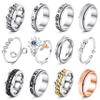 FASACCO 12Pcs Fidget Anxiety Rings for Women Men - Spinner Fidget Rings for Anxiety Relieving Stress Flower Moon Star Stainless Steel Rings Adjustable Size 9 view 1