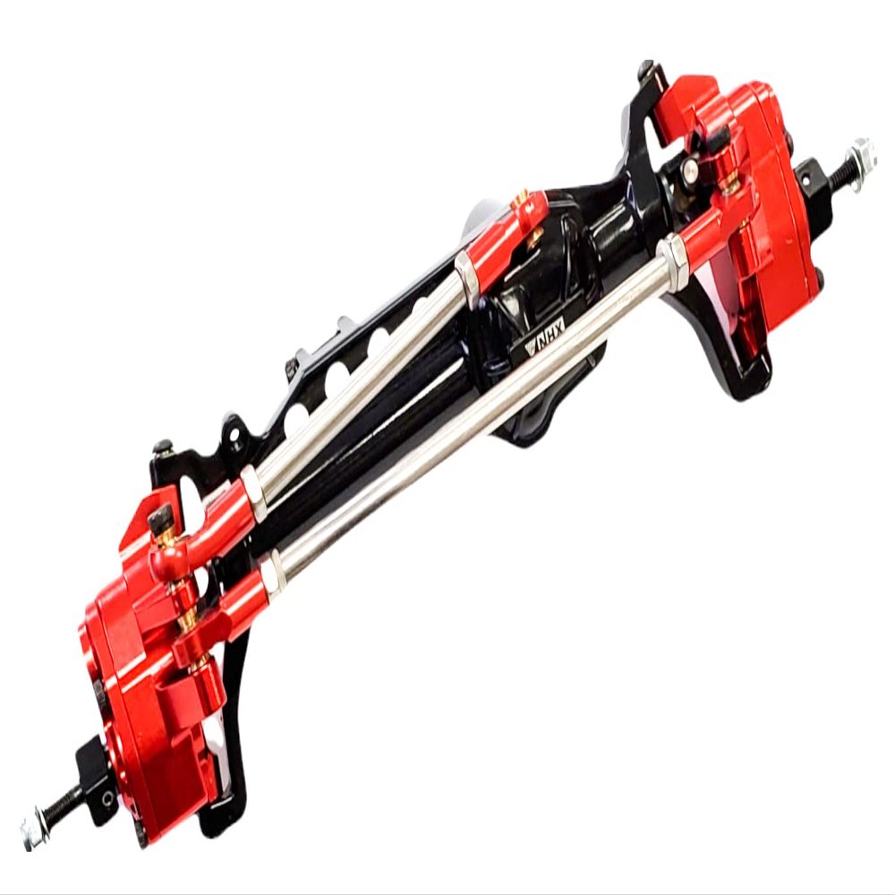 NHX Front Aluminum Portal Axle Set w/Gears Black/Red for SCX10III