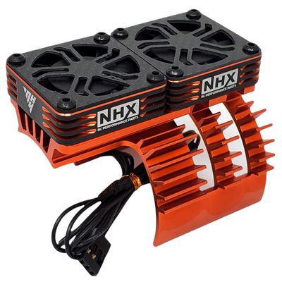 NHX RC 1/5 Twin Cyclone Alum HV Cooling Fans w/Cover Motor Heatsink Orange