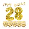 28th Birthday Decoration Happy Birthday Banner Balloons 28 Years Old Birthday Party Supplies Helium Balloons Number 28 Balloons Latex Balloon Foil Balloon, 28th Gold Birthday Party Decoration view 1